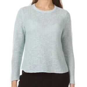 Eileen Fisher | Soft Blue Organic Linen & Cotton Long Sleeve Lighweight Sweater